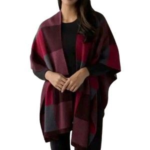 Lululemon Bundle Up Wrap/Scarf Sweater 100% Merino Wool Cranberry Gray Womens OS